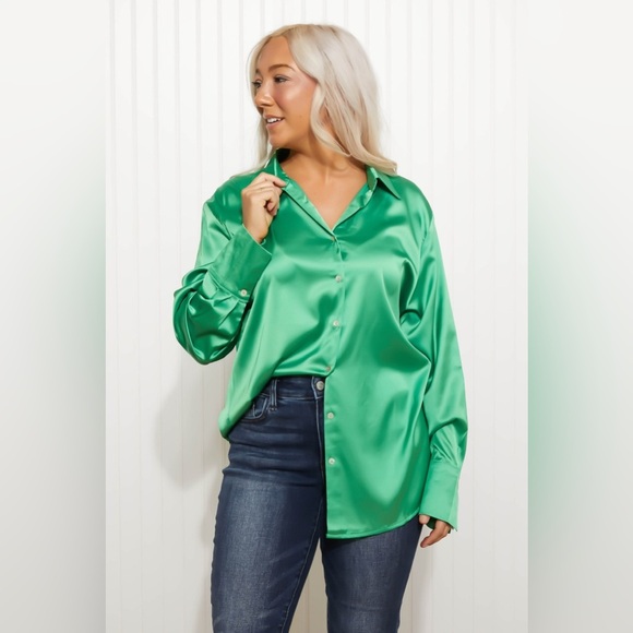 GeeGee New Love Satin Button Down Shirt - Picture 6 of 10